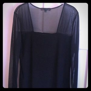 Black Top with Sheer Sleeves